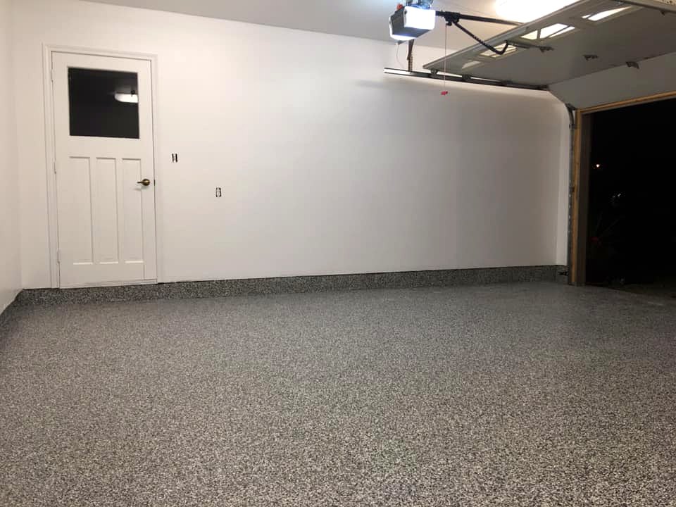 Finished flake system garage floor