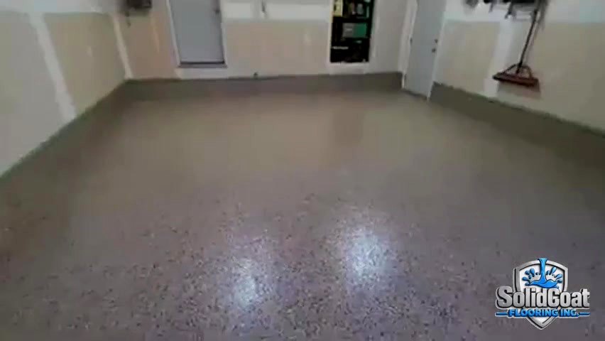 Garage floor after SolidCoat epoxy installation