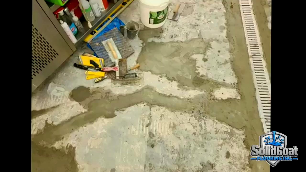 Butcher shop floor before coating